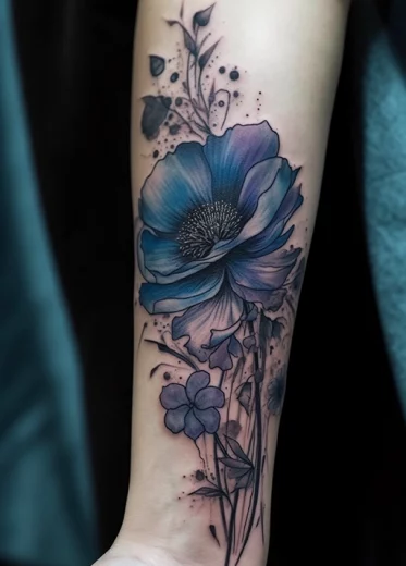 Tatouage floral couleurs par Mélanie