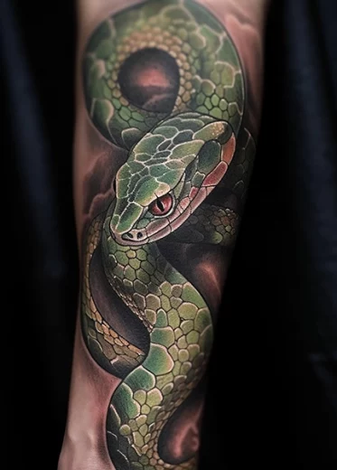Tatouage serpent couleurs par Mélanie